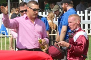 Trainer Tony Gollan and jockey Jim Byrne, above, will team up with Silvera in the Tattersall's Mile at Eagle Farm. Photo by Daniel Costello.   