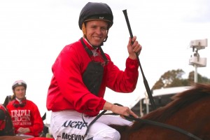 Kerrin McEvoy, above, was aboard the beaten favourite Word For Word who finished second to Winning Ways in the Gold Coast Bracelet at the Gold Coast. Photo by Daniel Costello.