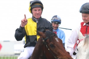 Jockey Jim Byrne, above, rides Rothfire in the 2020 J J Atkins at Eagle Farm. Photo by Daniel Costello.
