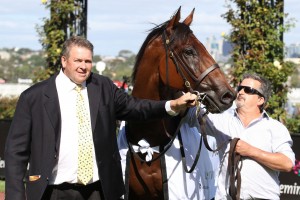 Trainer Pat Carey, above, will set Material Man first up for the 2019 Stradbroke Handicap at Eagle farm. Photo by Ultimate Racing Photos. 