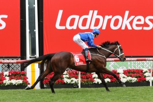 Winx, above, wins her fourth straight Cox Plate at the The Valley. Photo by Ultimate Racing Photos.