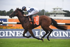 Time To Reign, above, has shortened in the betting for the Golden Slipper after winning the Silver Slipper Stakes at Rosehill. Photo by Steve Hart. 
