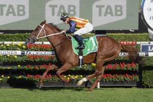Nature Strip, above, scores an all the way win in the 2020 T J Smith Stakes at Randwick. Photo by Steve Hart.