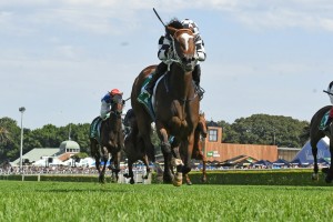 Aliferous, above, has earned herself a place in the Australian Oaks with her win in the Adrian Knox Stakes at Randwick. Photo by Steve Hart.