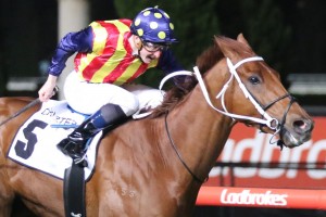 Nature Strip, above, holds on to win the Moir Stakes at The Valley. Photo by Ultimate Racing Photos.