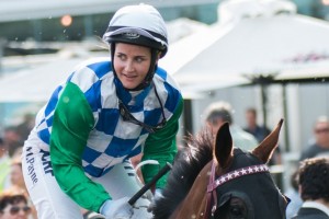 Michelle Payne, above, will ride English import Kaspersky in the Ladbrokes Cox Plate at The Valley. Photo by Sarah Ebbett. 