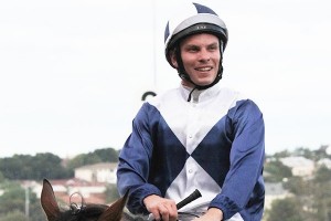 Ben Melham, above, rides Johannes Vermeer in the 2017 Caulfield Cup. Photo by Adrienne Bicknell.