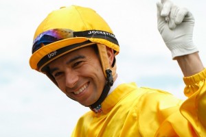 Joao Moerira, above, will miss his ride on Thomas Hobson in the 2017 Melbourne Cup after suffering a heavy fall earlier in the day. Photo by Sarah Ebbett. 